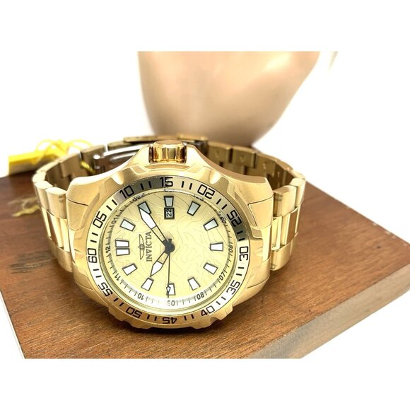 Invicta Men's Watch Pro Diver 25786 Quartz Gold Dial Date Stainless Steel 46mm - Picture 8 of 14